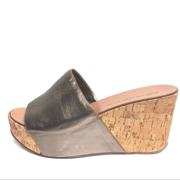 Dvf Mule Wedge Metallic Slide Shoes Leather 7 - Picture 2 of 8